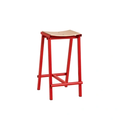Afbeelding van Hay Taburete 8 Barkruk H65 Gelakt Eiken Signal Red