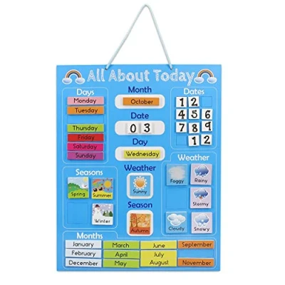 Afbeelding van Navaris leerkalender voor kinderen Magnetisch kalenderbord met seizoenen en het weer Jaarkalender magneten Engelstalige kinderkalender