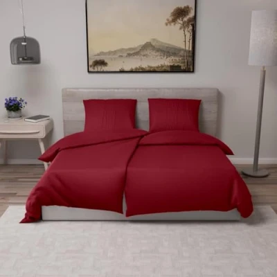 Afbeelding van Dreamzie 2 dekbedovertrekken 135x200 cm met kussenslopen 80x80 Bordeaux bedset van 100 procent microvezel gecertificeerd vrij chemicaliën (Oeko TEX)