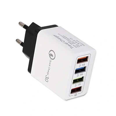 Afbeelding van Travel Power Adapter Portable 4 USB Ports QC 3.0 Fast Charging Charger blackNone * EU plug
