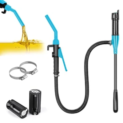 Afbeelding van GuKKK elektrische transferpomp, op batterijen werkende vloeistoftransferpomp, brandstof overvulpomp, sifonpomp, draagbare automatische afzuigpomp, pomp, benzine gas 2,4 GPM