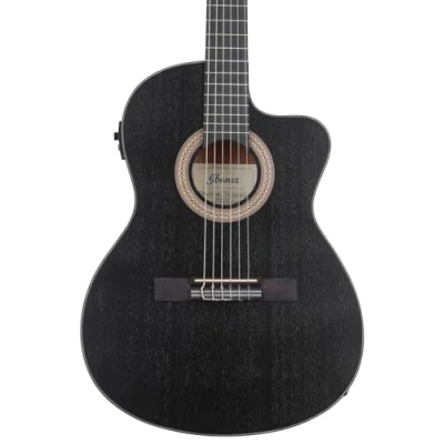 Afbeelding van Ibanez GA5MHTCE Weathered Black Open Pore elektrisch akoestische klassieke gitaar