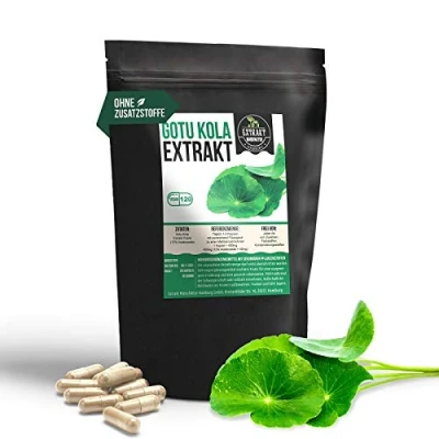 Afbeelding van Gotu Kola Extract 10% Aziaticoside 120 capsules 400 mg zonder toevoegingen hooggedoseerd veganistisch en in Duitsland geproduceerd (capsules stuks)