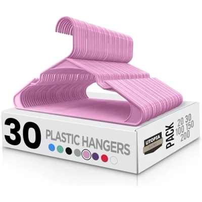 Afbeelding van Utopia Home Plastic standaard hangers voor kleding Heavy Duty en ruimtebesparende gekerfde (Pack van 30, roze)