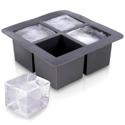 Afbeelding van Excellent Houseware Ijsblokjesmaker siliconen 16x16cm 4 blokjes grijs