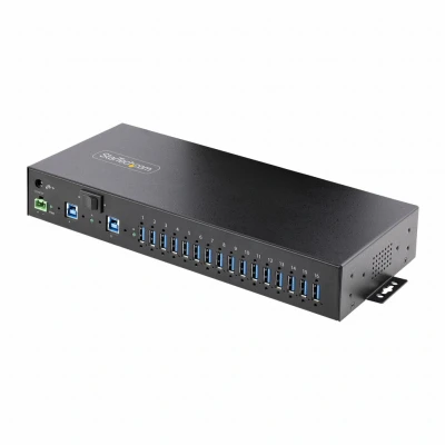 Afbeelding van StarTech.com 16 Port Industriële USB Hub met Power Adapter, 5Gbps, Metalen Behuizing, Monteerbaar, ESD Bescherming, Terminal Block Voeding, Charging, Dual Host Switch