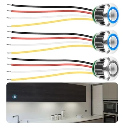 Afbeelding van Nizirioo 12 V aanraakdimmer schakelaar: 2 stuks touch dimmer schakelaar, 16 mm, aanraakschakelaar, led dimmer, 5 24 Dc sensorschakelaar, traploos dimmen voor lichtstrips, ledstrips, strip