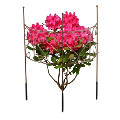 Afbeelding van plantensteun halfrond 41,5 x 31 cm hortensia metaal bruin