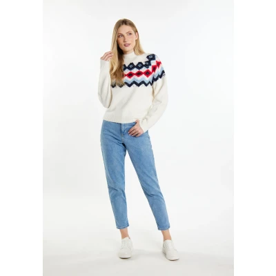 Afbeelding van Dreimaster maritim Dames Gebreide Trui SCHMUDDELWEDDA XS/S / Off White Multi Kleur 35% Polyesteracryl 25% Polyester 22% Recy