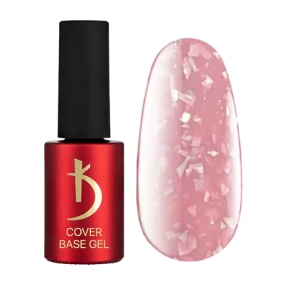 Afbeelding van K Professional Base Coat Gel Cover Pink beige vlokken camouflage 7 ml onderlak UV nagellak gelnagels roze camouflagekleur glitter confetti LED