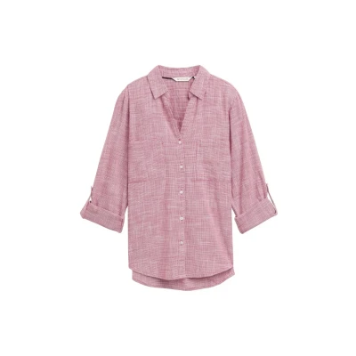 Afbeelding van TOM Tailor WITH Structure Overhemdblouse, Dames, Maat: 38, Dark pink