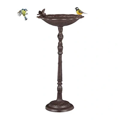 Afbeelding van Relaxdays vogelbad op voet waterschaal vogeldrinkschaal drinkbak groot deco