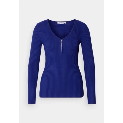 Afbeelding van Morgan geribde longsleeve met rits blauw