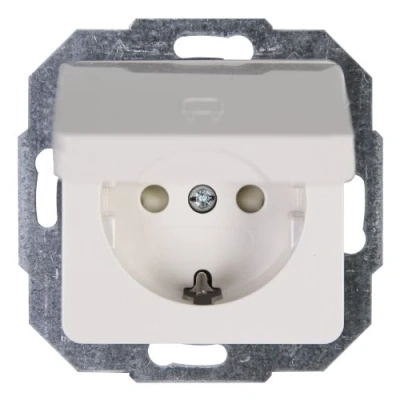Afbeelding van KOPP Milano wandcontactdoos met afdekklep randaarde inbouw wit