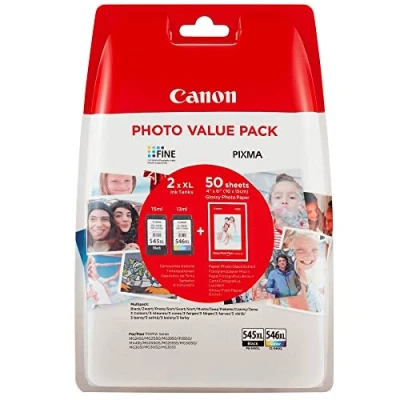 Afbeelding van Canon PG 545XL / CL 546XL + 50 sheets Inktcartridge Zwart 3 kleuren Voordeelbundel Hoge capaciteit
