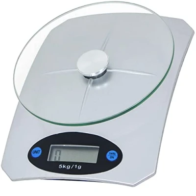 Afbeelding van Retoo digitale keukenweegschaal tot 5 kg draagkracht met 1 g nauwkeurig en gehard glas, weegschaal kantelfunctie gemakkelijk afleesbaar LCD scherm, huishoudelijke