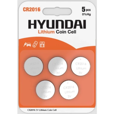 Afbeelding van Hyundai Batteries Lithium CR2016 Knoopcel batterijen 5 stuks