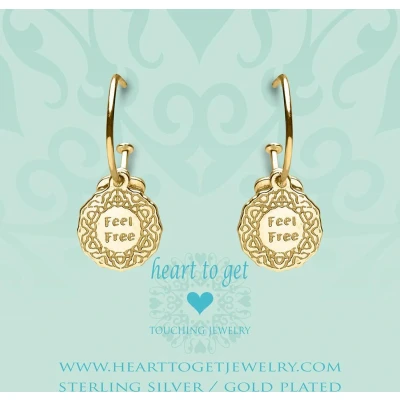 Afbeelding van Heart to Get 925 Sterling Zilveren Goudkleurige Bohemian Coin Feel Oorbellen Goud