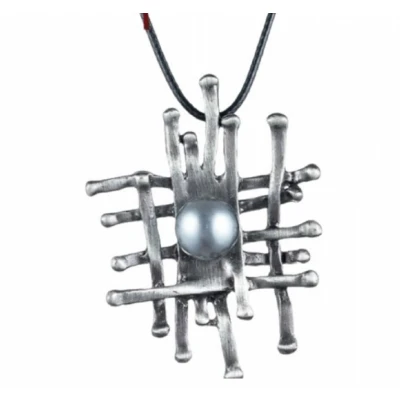 Afbeelding van Lange ketting zwart moderne hanger allergievrij Charme Bijoux