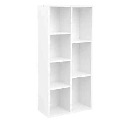 Afbeelding van VASAGLE boekenplank, kubusplank, kinderplank, vrijstaande plank, kantoorplank, met 7 vakken, open, voor woonkamer, studeerkamer, kinderkamer, kantoor, als ruimteverdeler, 50 x 24 106 cm, wit LBC27WT