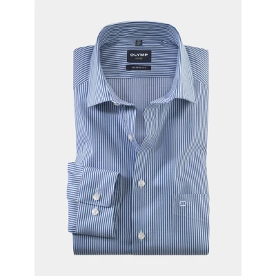 Afbeelding van Olymp overhemd mouwlengte 7 extra lange mouwen normale fit blauw gestreept