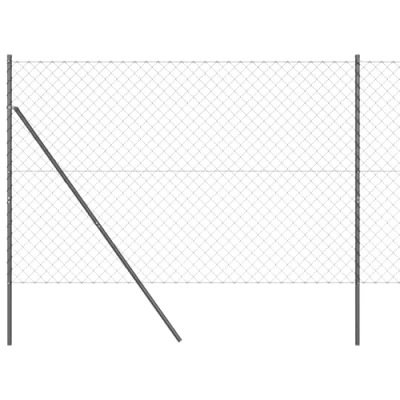 Afbeelding van vidaXL Kettinglinkhek met 7 posten 1,5x10 m Gegalvaniseerd staal Grijs