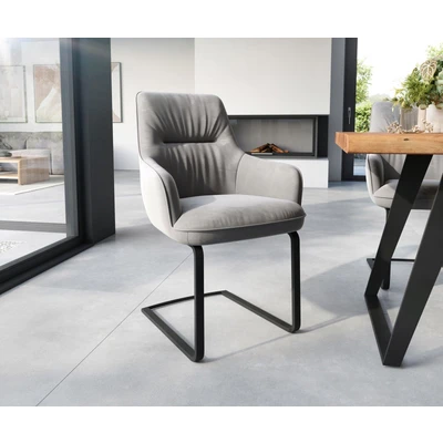 Afbeelding van sledemodel Zelia Flex met armleuning vlak zwart fluweel grijs