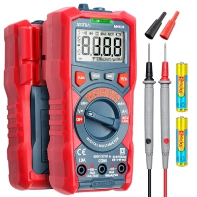 Afbeelding van AstroAI Digitale multimeter, voltmeter ohmmeter Auto Range 4000 counts TRMS stroommeter met NCV en LCD scherm achtergrondlicht, rood