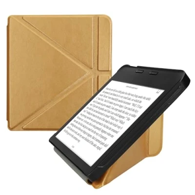 Afbeelding van kwmobile e reader hoesje compatibel Met Kobo Libra 2 hoes standaard Ereader cover van kunstleer In goud