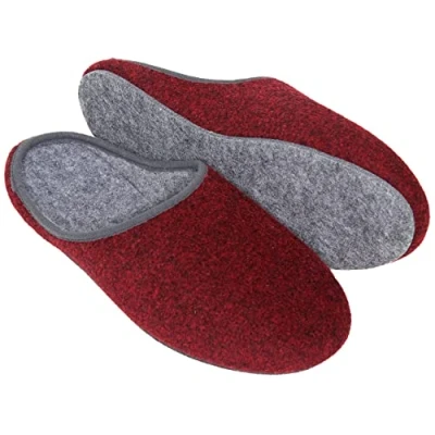 Afbeelding van Pantoffelmann pantoffels van vilt, uniseks, lichte vilten met sterke zool, behaaglijke, warme voor dagelijks gebruik, rood, 45 EU