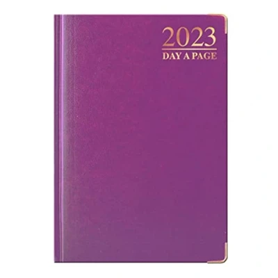 Afbeelding van Premium 2023 A4 Dagboek Dag Een Pagina FSC Gecertificeerd 80GSM Papier Vergulde Randen Purlple 30cmx21cm