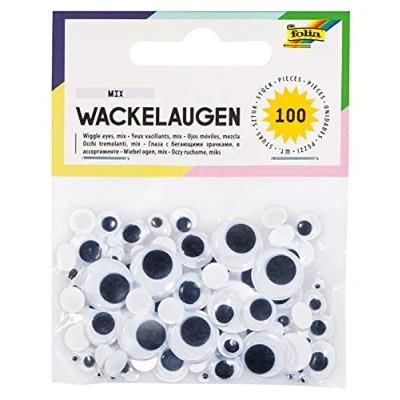 Afbeelding van folia 7509 wiebelogen, met beweegbare pupille, 100 stuks in 6 maten gesorteerd ideaal voor het vormgeven van dieren en andere figuren