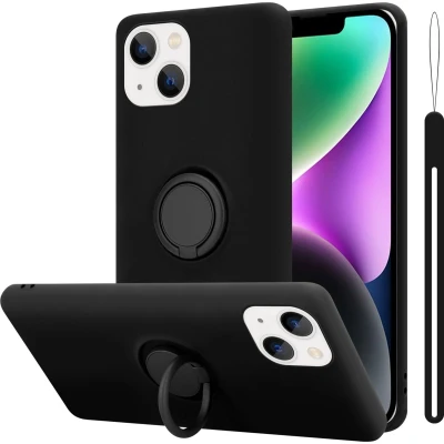 Afbeelding van Cadorabo Hoesje geschikt voor Apple iPhone 14 PLUS in LIQUID ZWART Beschermhoes van TPU silicone Case Cover met ring