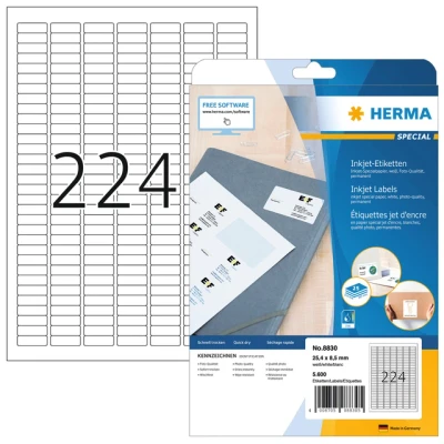 Afbeelding van Etiket HERMA 8830 25.4x8.5mm mat wit 5600stuks