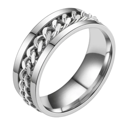 Afbeelding van Fako Bijoux® Fidget Ring Anxiety Angst Stress Spinning Draairing RVS Zilver EU:64 USA:11 20.5mm