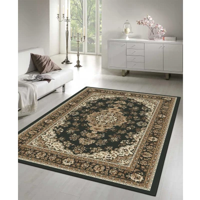 Afbeelding van Nain Klassiek Medaillon Laagpolig Oosters Vintage Vloerkleed Tapijt Zwart 280x380cm Rechthoek Polypropyleen Tapijtenloods