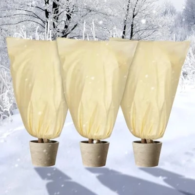 Afbeelding van 3 stuks winterbescherming voor potplanten, 80 x 120 cm, planten met trekkoord, g/m², herbruikbaar, vorstbescherming planten, palmen,