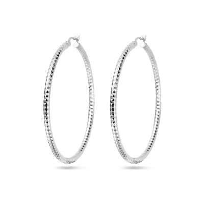 Afbeelding van Zilver Gerhodineerd Oorringen 2,8 Mm Ronde Buis Gediamanteerd 1338344