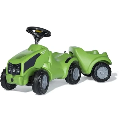 Afbeelding van Rolly Toys Babyrutscher set met rollyMinitrac Deutz Agrokid aanhanger (glijbaan opbergvak, ergonomisch voertuigprofiel, stuurwiel claxon, geschikt vanaf 1½ jaar) 135899