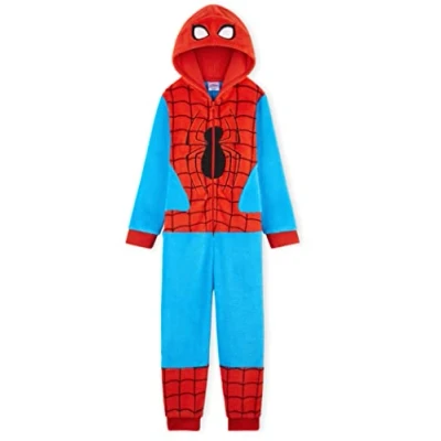Afbeelding van Marvel Spiderman Kinderjumpsuit voor jongens, fleece overall kinderen, rood/blauw, 5 6 Jaar