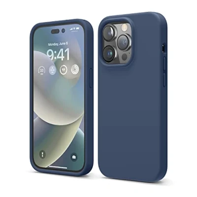 Afbeelding van elago Liquid Silicone Hoesje Compatibel met iPhone 14 Pro Case (6.1&quot;), Premiesilicone, Full Lichaamsbescherming 4 Layer Schokbestendige Geval, Antikras Zachte Microfiber Voering (Blauw)