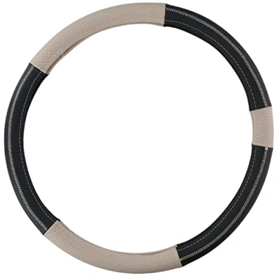 Afbeelding van All Ride Stuurhoes voor Truck Vrachtwagenstuur Echt Leder 44 46 Centimeter Beige Zwart