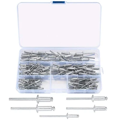 Afbeelding van 120 stuks blindklinknagels van aluminium, assortiment popklinknagels, aluminium klinknagels voor blindklinknageltang M3,2 x 10 mm/M4 12 mm/M4,8 14 mm