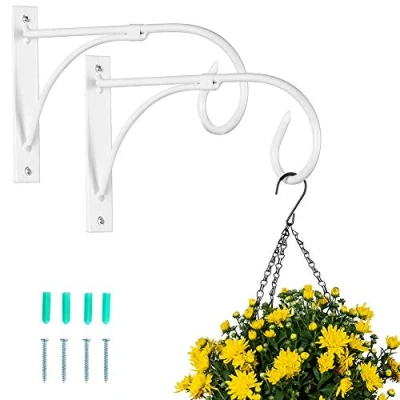 Afbeelding van Nuptio 2 Stuks Hangende Mand Beugel Wit, Muur Opknoping Beugels Haken, Planten Beugel, Tuin Buiten voor Bloempotten Lantaarns Vogelvoeders