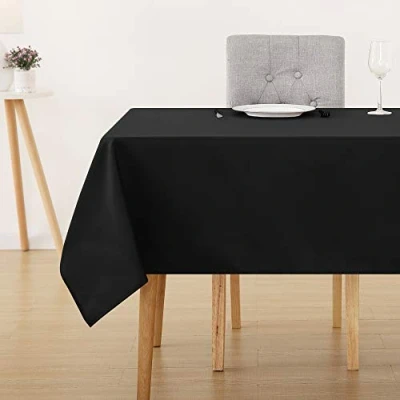 Afbeelding van Deconovo Tafelkleed Textiel Waterafstotend Rechthoekige Tafeldoek met Lotuseffect in Polyester Afneembaar voor Eettafel Partij Zwart 130x220cm