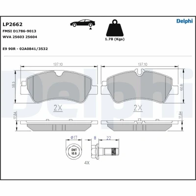 Afbeelding van Delphi Diesel Remblokset LP2662
