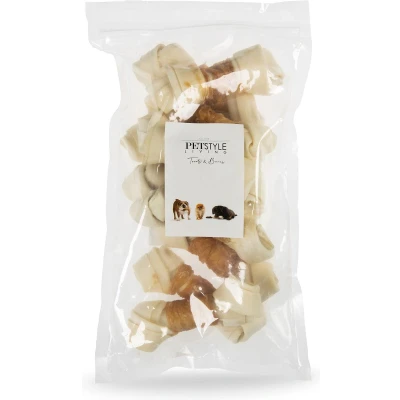 Afbeelding van Petstyle Living Geknoopt Bot Wit Met Kip 12,5 13,5 CM 10 STUKS