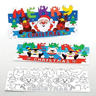 Afbeelding van Baker Ross AX472 Kerst Schoorsteenkleur In Kaarten Voor Kinderen Pak Van 10, Pop Up Feestelijke Knutsels En Decoraties