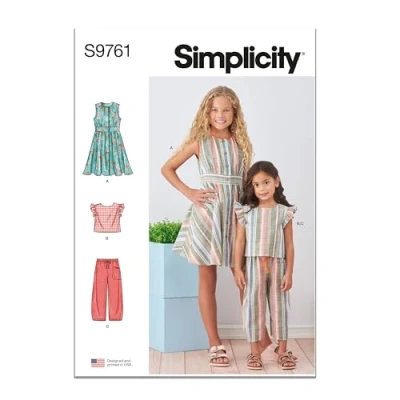 Afbeelding van SIMPLICITY SS9761K5 kinder en meisjesjurk, top broek, K5 (7 8 10 12 14)