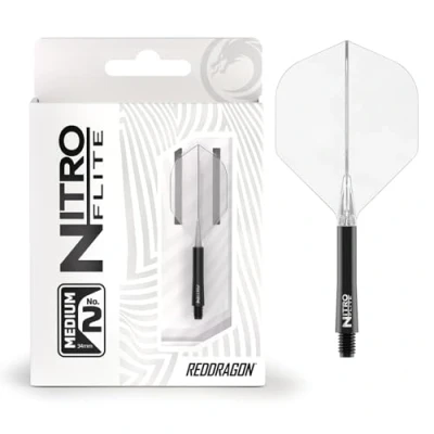 Afbeelding van RED DRAGON Nitro Flite Integrated Flight &amp; Shaft System No.2 vorm en design zwart heldere kleur, gemiddelde lengte